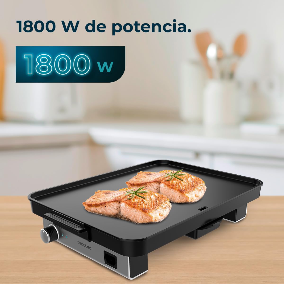 Cecotec Plancha de Asar Eléctrica con Piezas Magnéticas Desmontables Magnet 1800. Plancha de Cocina Grill con 1800W, Aluminio Con Revestimiento De Teflón, Antiadherente, Apta Para Lavavajillas