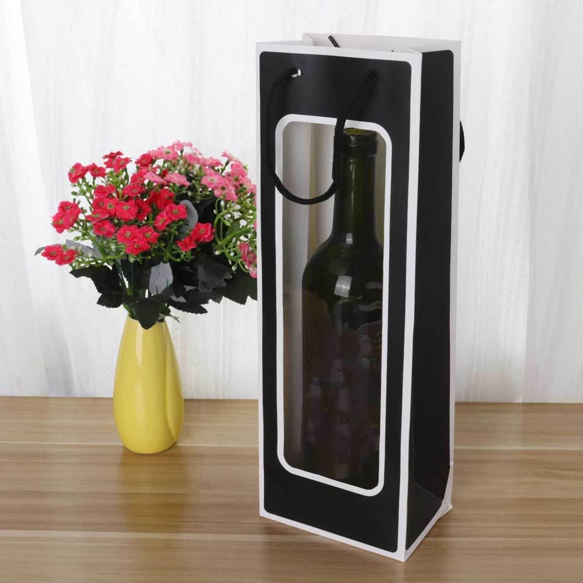 BESPORTBLE 24 Piezas Bolsa de Vino Tinto de Papel Kraft Portátil Ventana