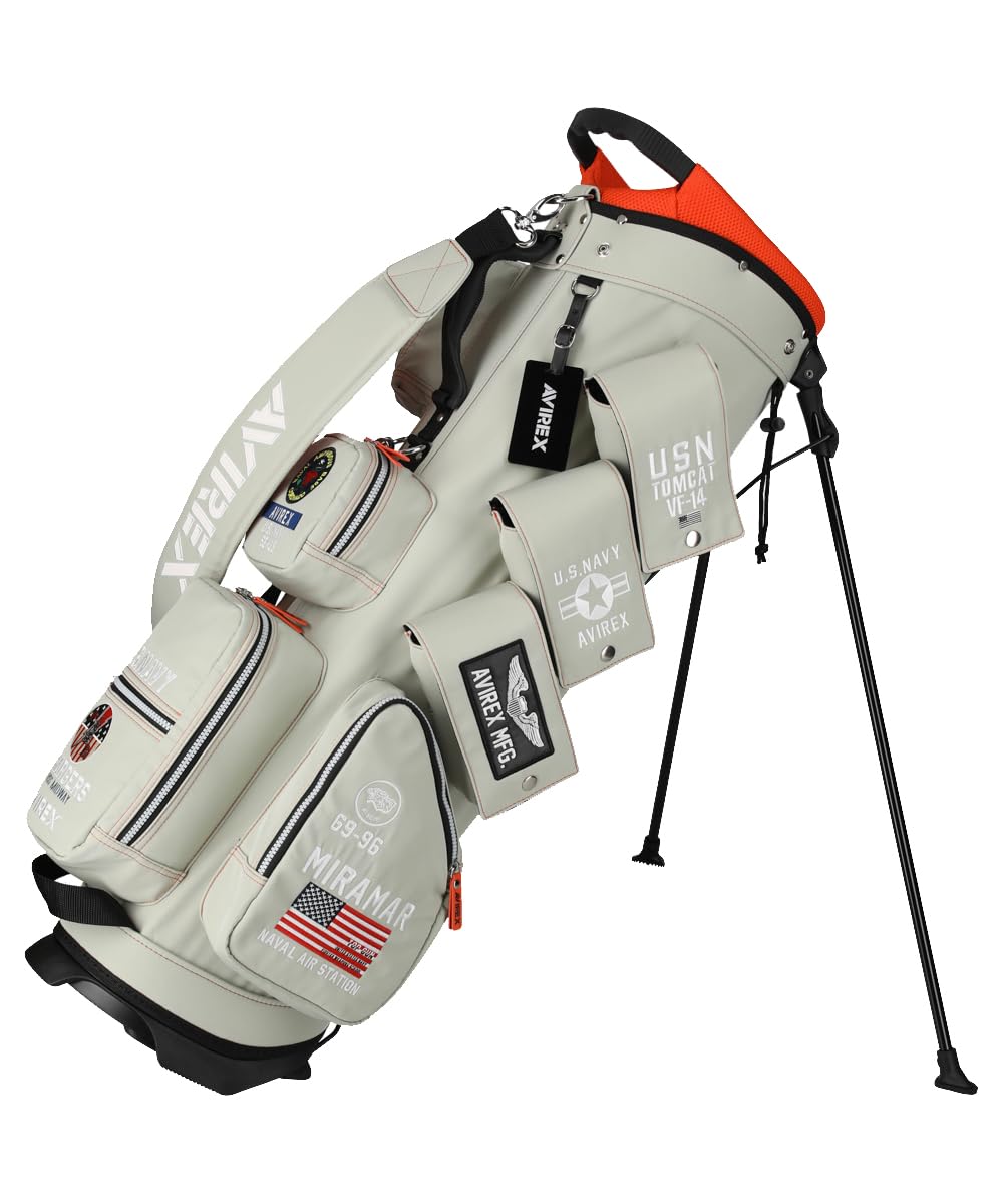 新品 AVIREX アヴィレックスゴルフ スタンド式 キャディバッグ ホワイト 新品 AVIREX アヴィレックスゴルフ スタンド式 キャディバッグ