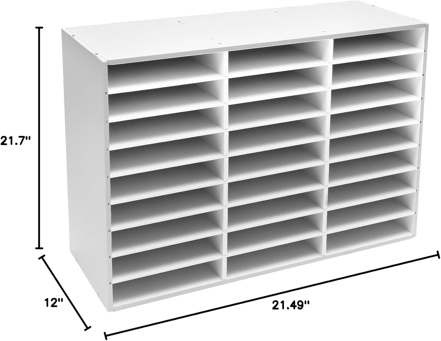 Literature Organizer, 27 Slots Compartments Classroom Mailbox, Desktop File Sorter Mail Center, Paper Storage Cabinet for Home School Office (White)