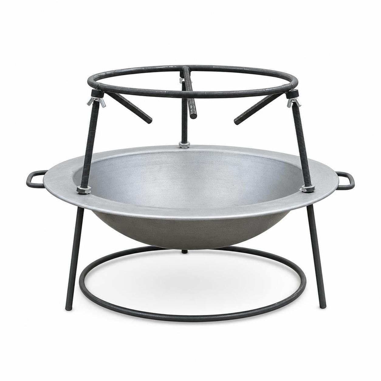 Braciere da Esterno Portatile in Metallo per Giardino e Campeggio, Ciotola per Fuoco e Carbone, Buona bacinella + supporto per pentola (cartone), Diametro 46cm