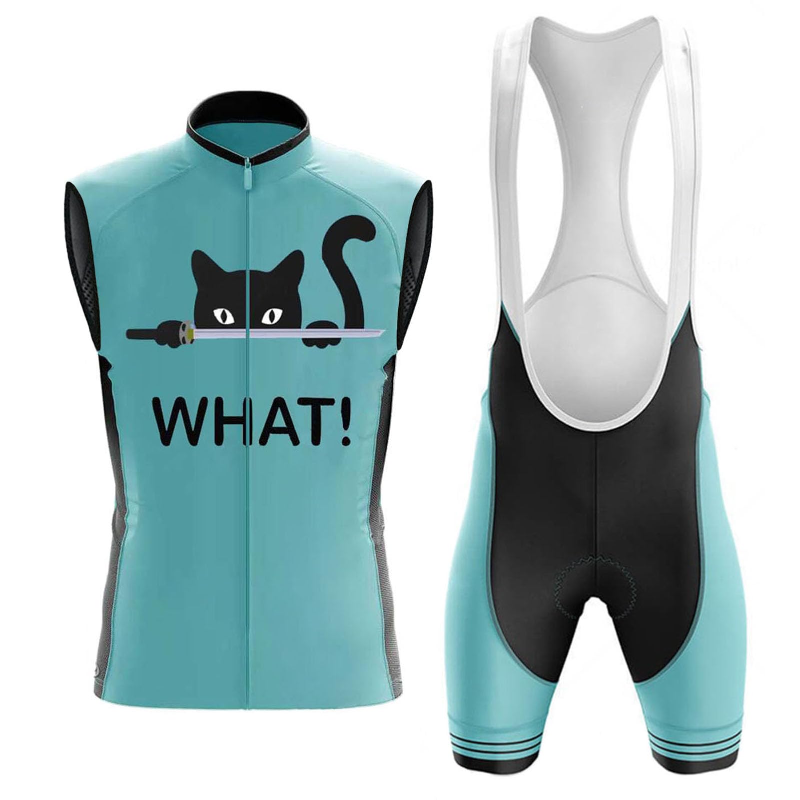 Maillot Cyclisme Homme Été,Tenue Cycliste Vêtements de Velo VTT Sans Manches MTB Gilet et Cuissard à Bretelle avec 19D Coussin Gel,Ensemble Combinaisons de Cycling Sleeveless Respirant Séchage Rapide