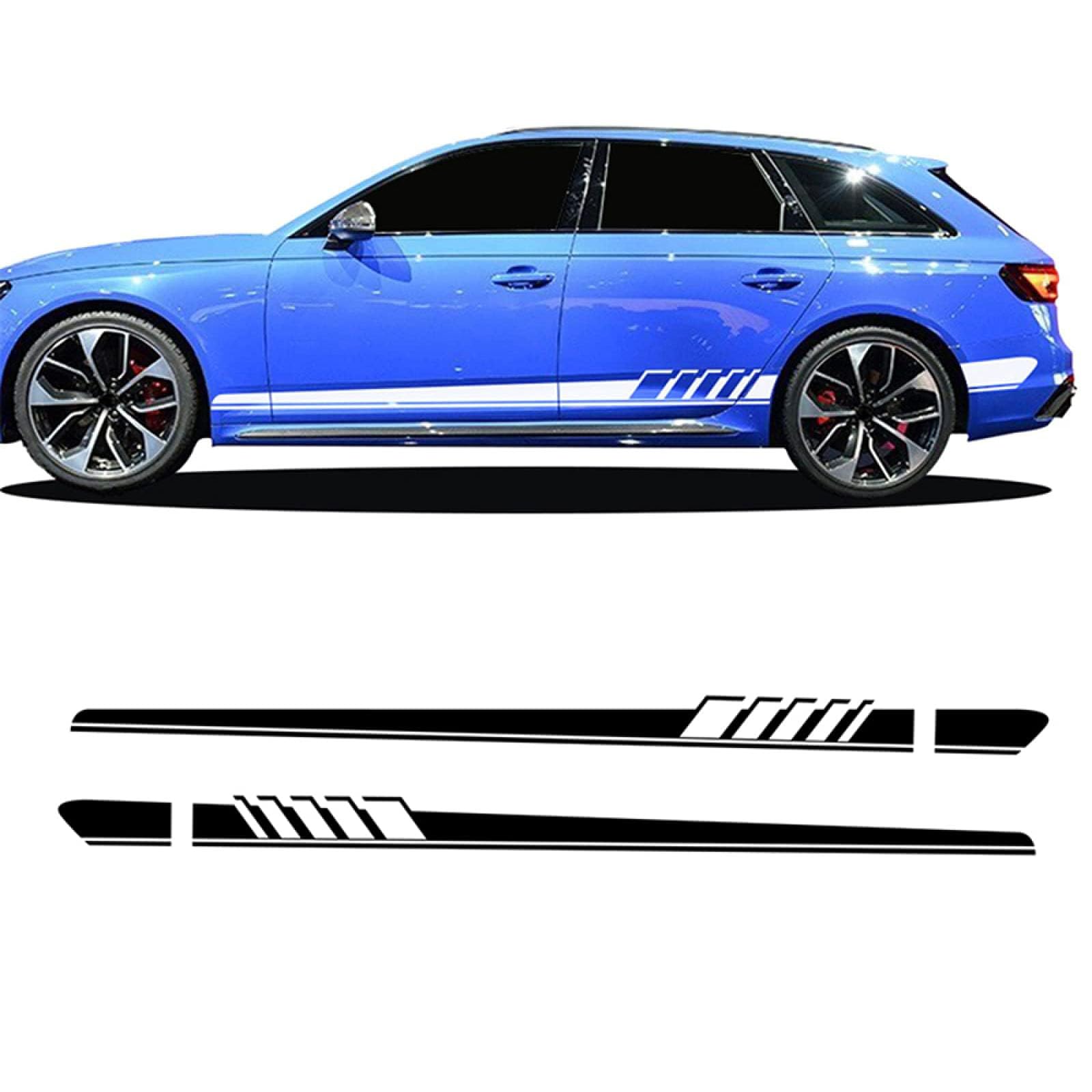 UNCLE LIAO Car Side Skirt For A3 8P 8V A4 B6 B8 B7 A6 C5 C6 C7 Q5 Q7 Auto Car Door Sticker Side Step Skirt.,White