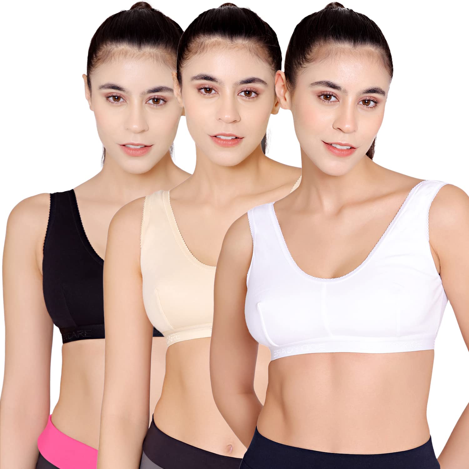 bodycare Women's Spandex And Cotton Non Padded Wire Free Sports Bra-picture-26