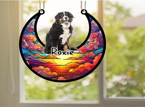 Vista 279 de LOVELYPOD Adorno de Navidad personalizado de perro pastor alemán, atrapasoles conmemorativo, adorno de Navidad de pastor alemán con nombre, pérdida