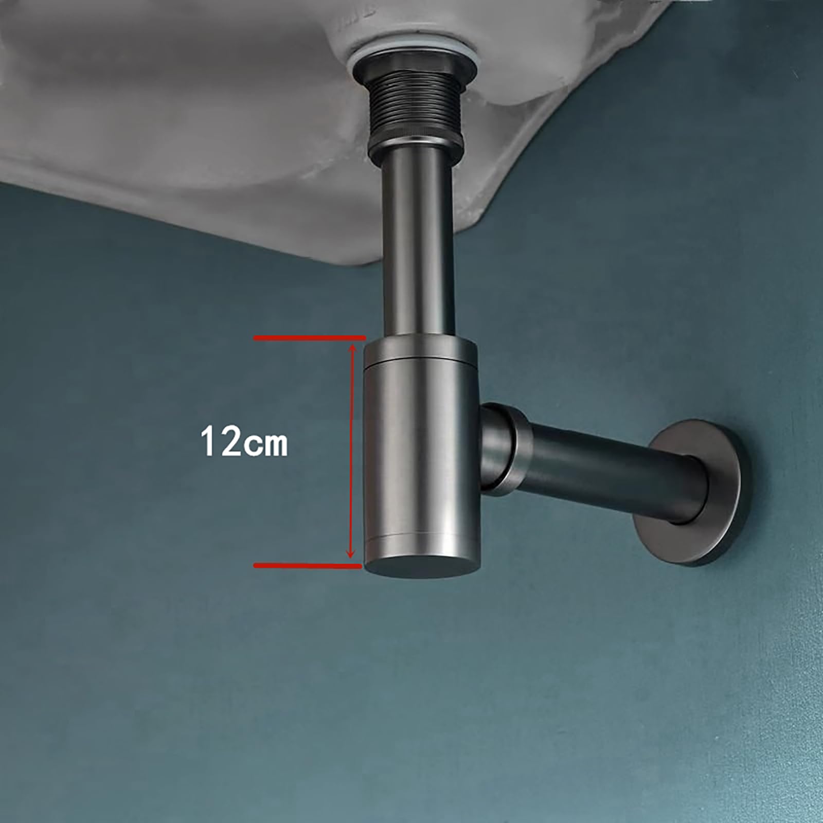 Syphon Waschbecken mit Pop Up Ablaufventil und Überlauf,Reinigungsöffnung,Geruchsverschluss,Höhenverstellbares,Waschbecken Ablaufgarnitur Waschtisch Siphon