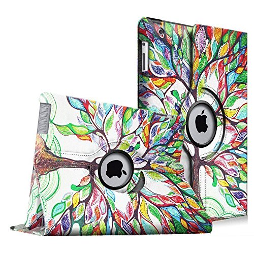 Fintie Rotating Case for iPad 4 3 2 (Old Model) - 360 Degree Rotating Smart Stand Protective Cover with Auto Wake/Sleep for iPad 4th Gen with Retina Display, iPad 3 & iPad 2, Love Tree