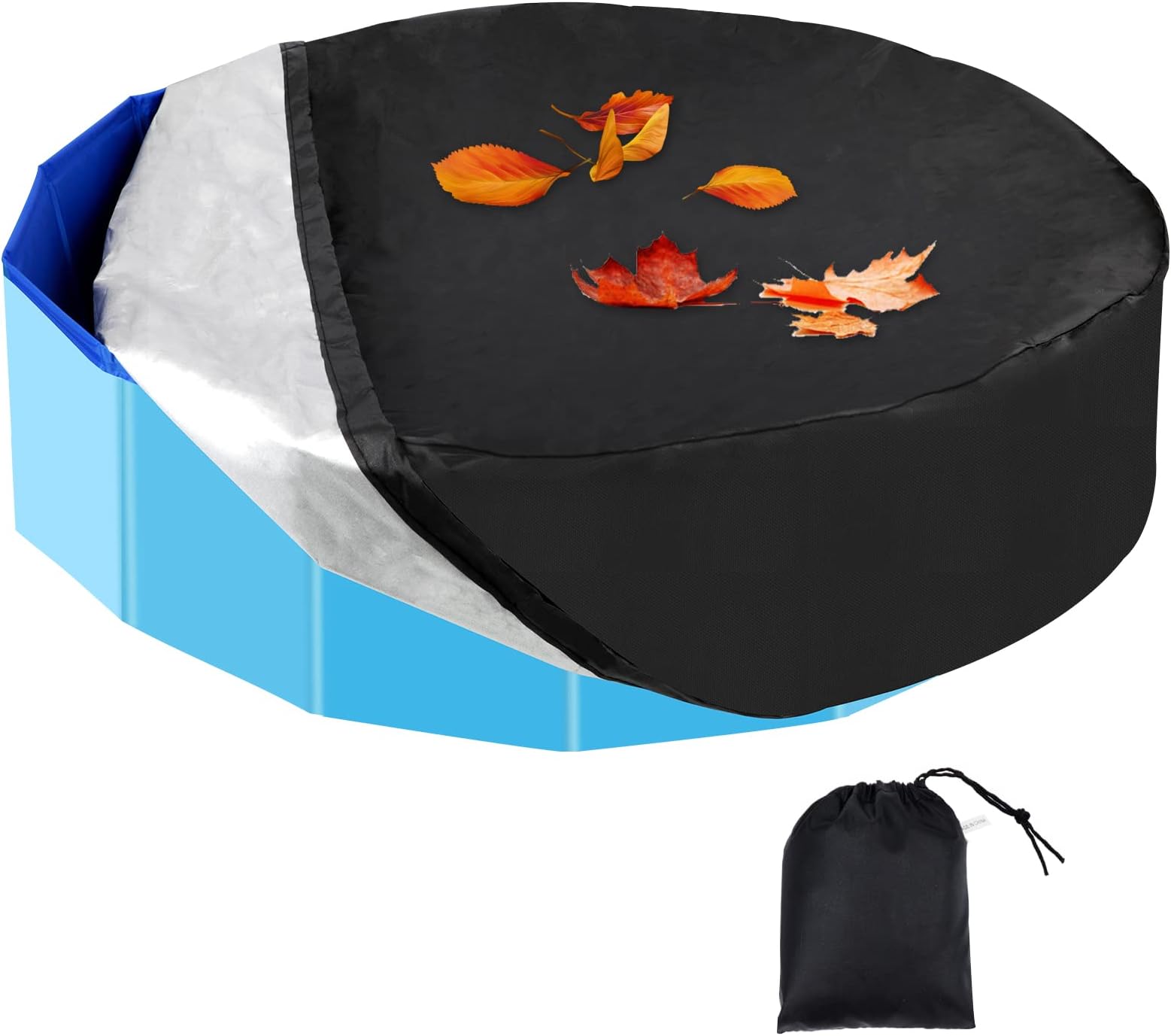 Rypet 32 inch Dog Pool Cover Foldable Round Pool Pet Collapsible Swimming Pool Covers Kiddie Pool Covers Portable Pools Accessories for Dog Kiddie Pools Bathing Tub