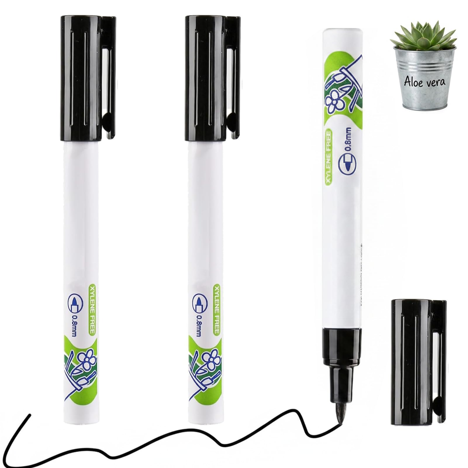 Benvexa 3 Pack Garden Marker Pens for Plant Labelling 0.8mm Fine Tip Black