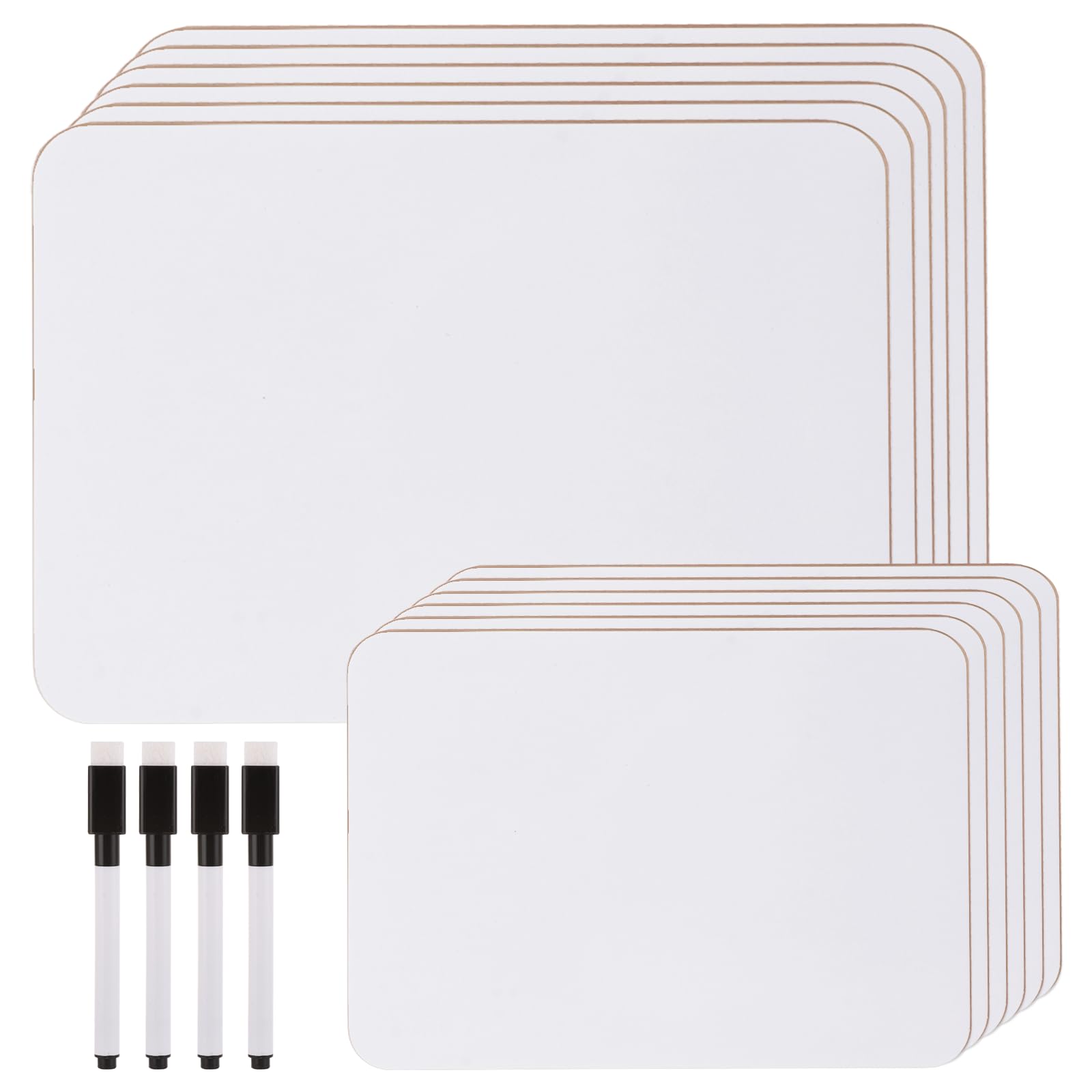 ZOFUN Double-Sided Whiteboard Set - 12pcs Mini Whiteboard Boards (6X A5 6X A4) with 4 Dry Erase Markers, 3MM Thick Smooth Surface for Classroom Teaching, Office Planning and Home Learning