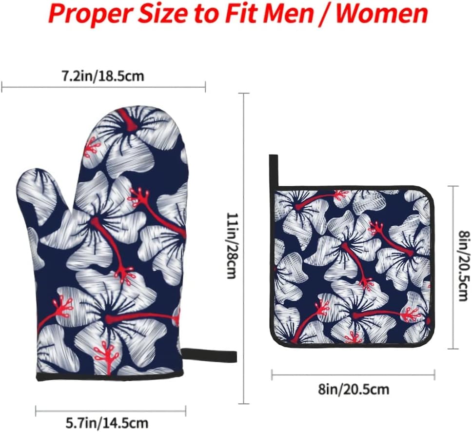 Oven Mitts and Pot Holders Set 4pc Thicken Heat-Resistant Gloves and