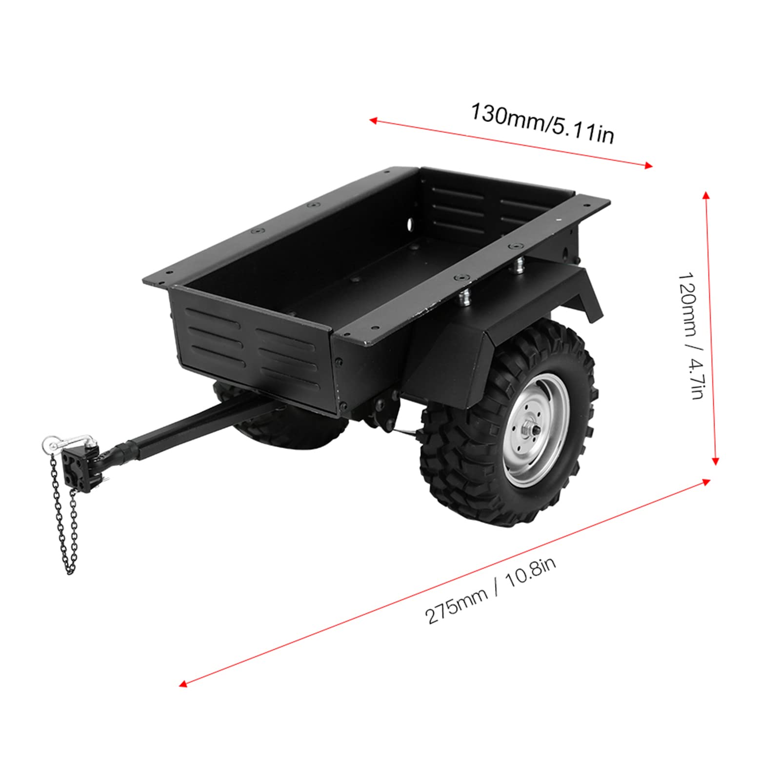 Generic Stop Aluminium Wysoce Symulacyjny Zdalnie Sterowany Samochód z przyczepą Model Pojazdu Zabawka dla SCX10 90046 1/10 RC Samochód, Czarny, 10,8 "X 5,1" X 4,7" (BLACK)