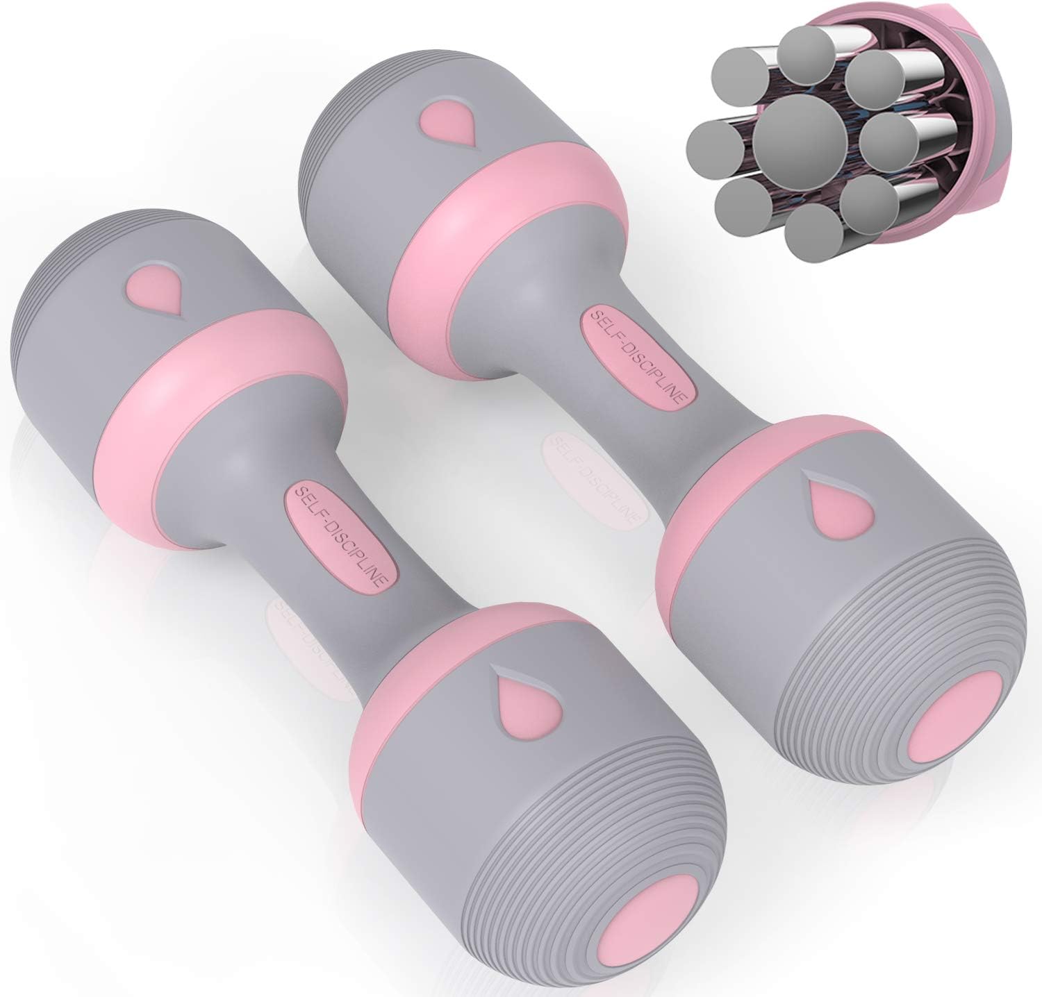PANMAX Adjustable Dumbbells Weight Pair, 5-IN-1 Free Weights Dumbbell Set of 2 for Men Women Exercise & Fitness, All-Purpose, Home, Gym, Office Workout - 2kg (= 1kg,1.5kg,2kg) *2, 5kg(=1-5kg) *2