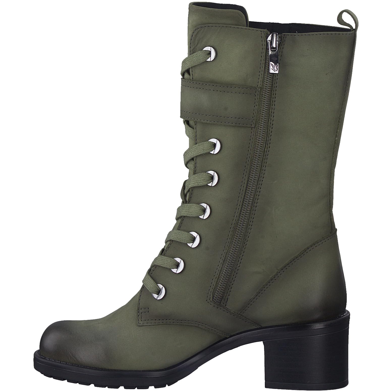CAPRICE Damen Stiefeletten mit Absatz Memotion aus Leder Blockabsatz Weite G, Grün (Khaki Nubuc), 38 EU – Ansicht 7