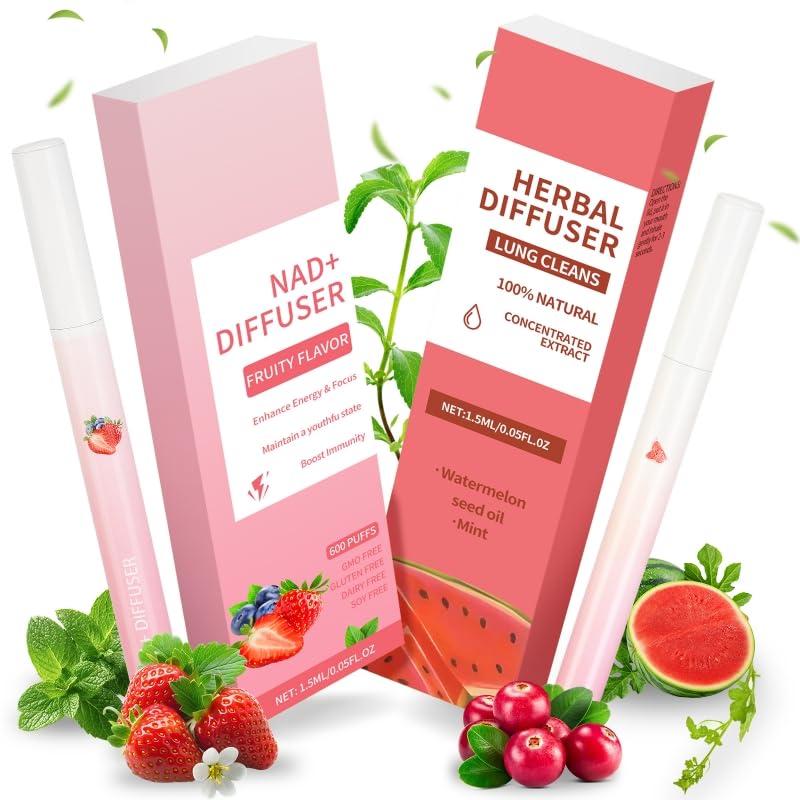Herbal Diffuser Pen - Fruit Flavor Smokeless Inhaler for Quitting Smoking, 2 Flavors (Watermelon &...