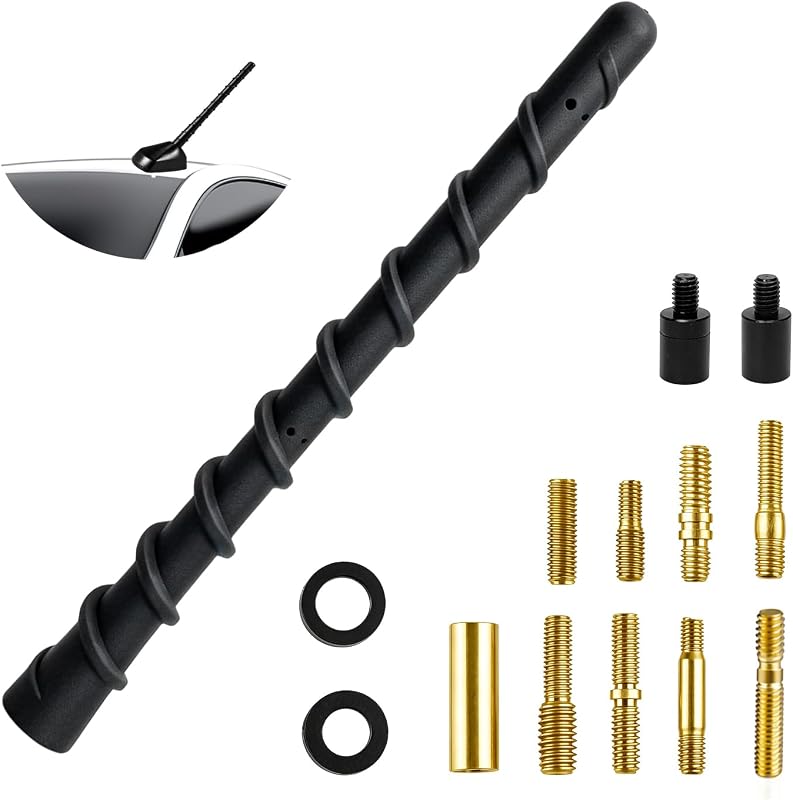 7in Spiral Flex Antenna, Waterproof AM FM Radio Replacement Mast, Decorative for Truck SUV