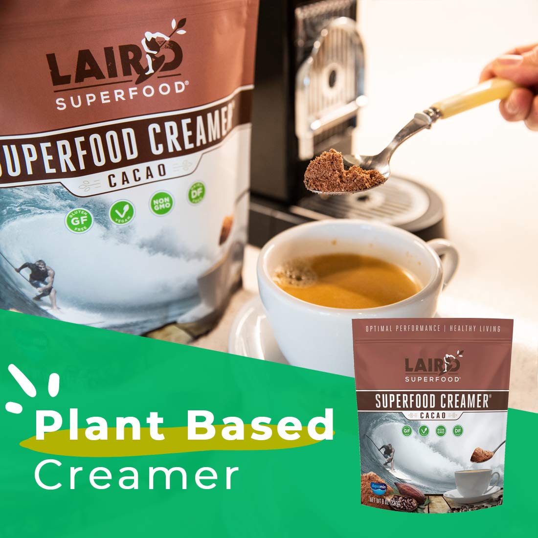 Laird Superfood Creamer Crema en polvo sabor a cacao 8onzas Yaxa