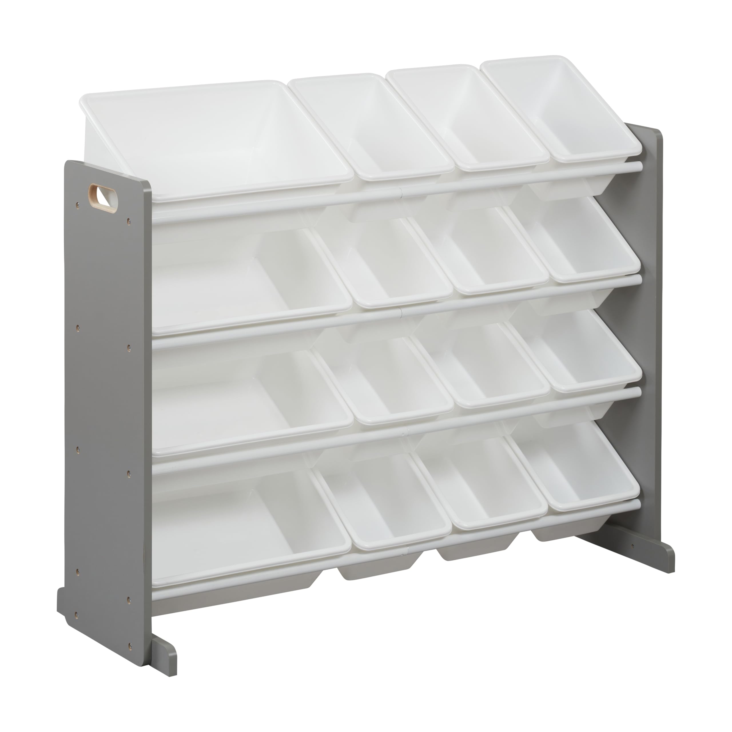 ECR4Kids Organizzatore a 4 livelli con 16 vassoi, portaoggetti per giocattoli, grigio/bianco