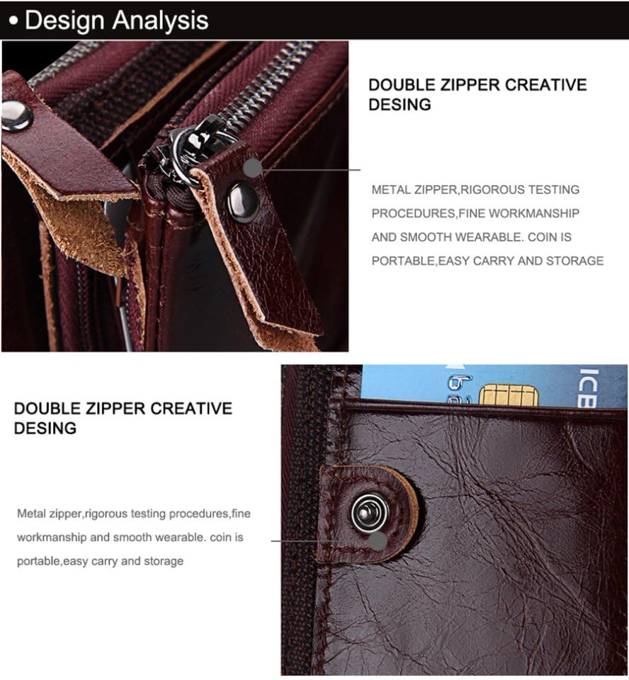 Men Women RFID Blocking Bifold Wallets Soft Genuine Leather,mens Womens wallet coin purse, high-Capacity Billfold with 7 Credit Cards Holder, USD Euro Holder, Flip Up ID,wallet for men,Women general 6