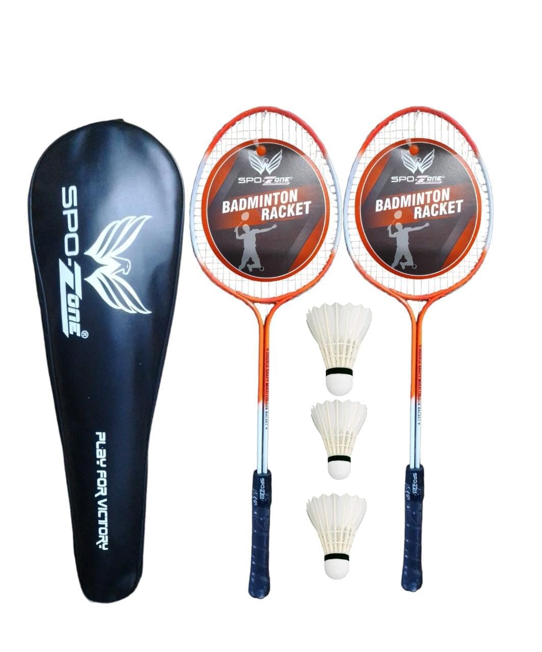 spo-zone SPO Zone Badminton Racket Set, 2 Rackets with 3 Shuttlecocks and Carry Bag, Orange-picture-11