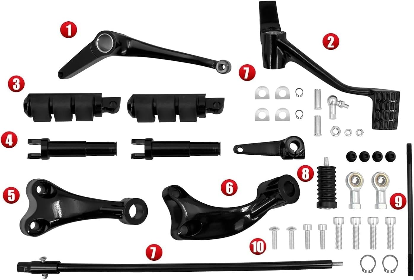 Practical Forward Control Complete Components, Waterproof Kit, Suitable for Motorcycles(Black)