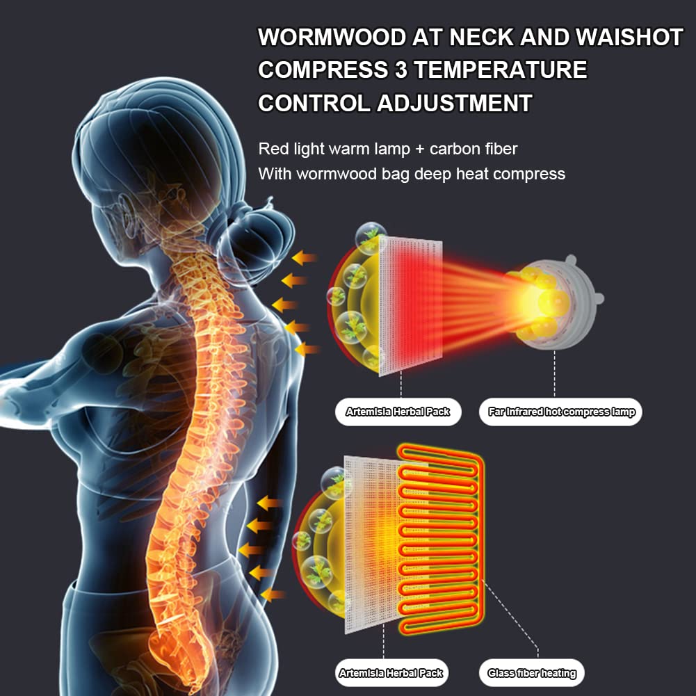 Colchoneta de masaje eléctrica de cuerpo completo Cojín de calefacción plegable de 9 modos con 10 motores vibratorios Shiatsu, para aliviar el dolor de piernas Lumbar en el cuello trasero