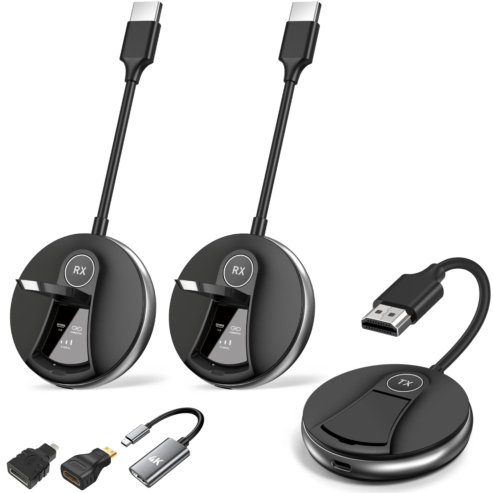 Wireless HDMI 1 Transmitter and 2 Receivers,Multi-TV Extender,UP to 6RXs,Plug and Play,4K Decode,165FT/50M,Portable Wireless HDMI Splitter-Video/Audio from Camera/Laptop to TVs/Projectors/Monitors-image-48