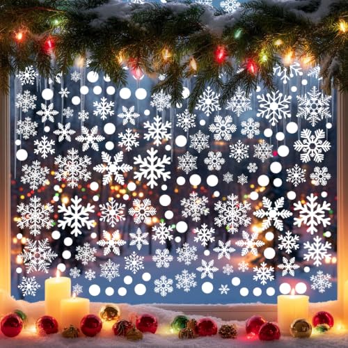 Afmivs Snowflake Window Clings for Glass Windows Snow Spray, 321PCS...