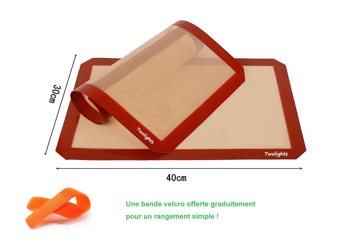 Tapis de Cuisson en Silicone 2 Pièces Sans BPA Anti-Adhérent 40x30cm