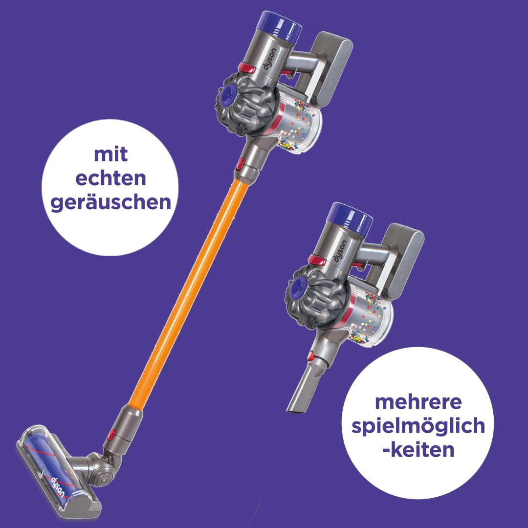 Casdon Dyson kabelloser Staubsauger | Interaktiver & offiziell lizenzierter Dyson Spielzeugstaubsauger für Kinder ab 3 Jahren | Realistischer Rollenspielspaß!, Gelb
