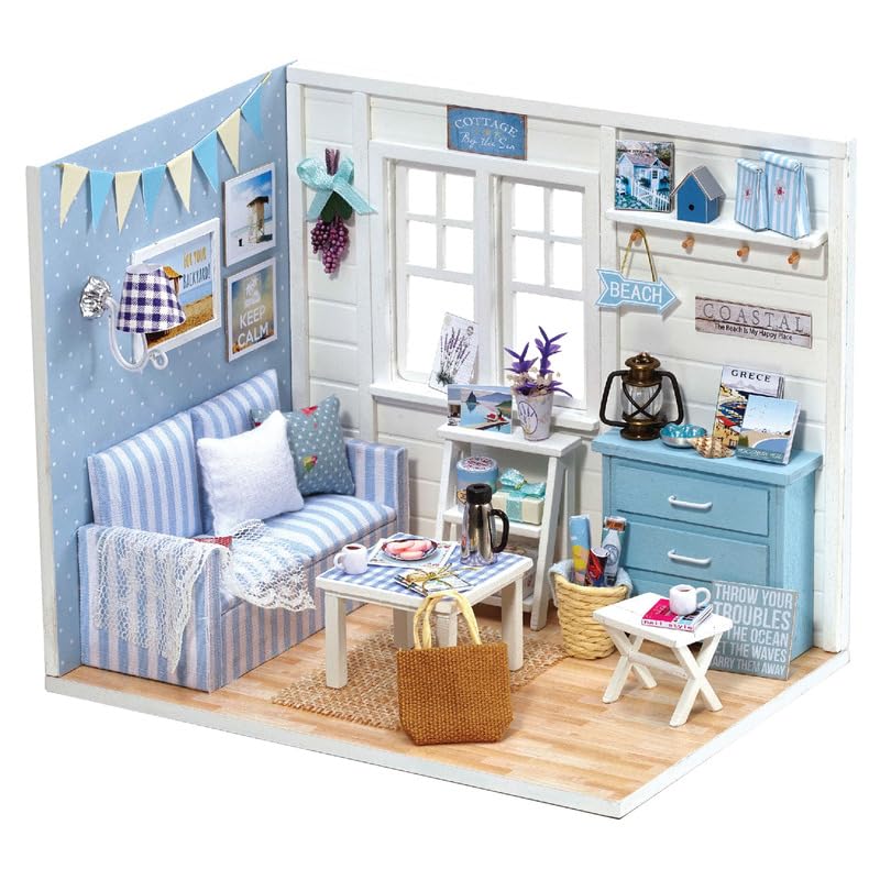 CUTEROOM Diy Dolls House Kit, Miniature Dolls House Kit, Fresh and Sunny