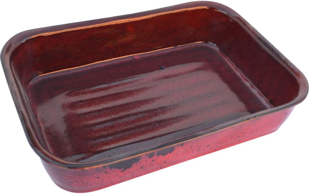 ALWAYS AZUL POTTERY Lasagna Pan in Real Red Glaze - Handmade Ceramic Pottery Bakeware - Traditional Versatile Pan for Delicious Recipes and Easy Cleanup - Baking Dish for Lasagna, Casseroles,and More