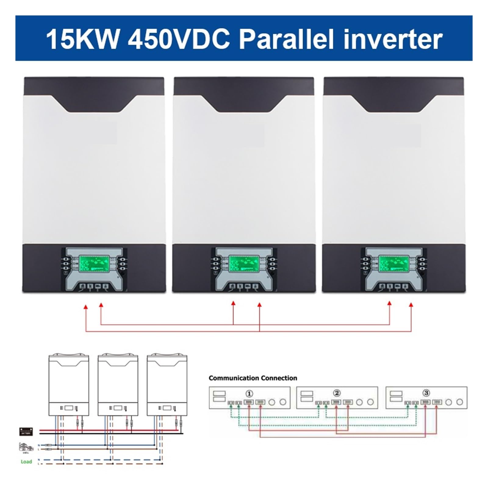 15KW Solarny Falownik Hybrydowy 3 Fazy 500Vdc 80A MPPT Równoległy 48V 230VAC 380V Czysta Fala Sinusoidalna Z Ładowarką OszczęDność KosztóW