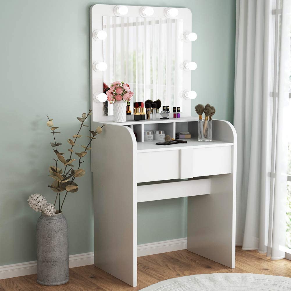 Tribesigns Vanity Table Set with Lighted Mirror, Makeup Vanity Dressing