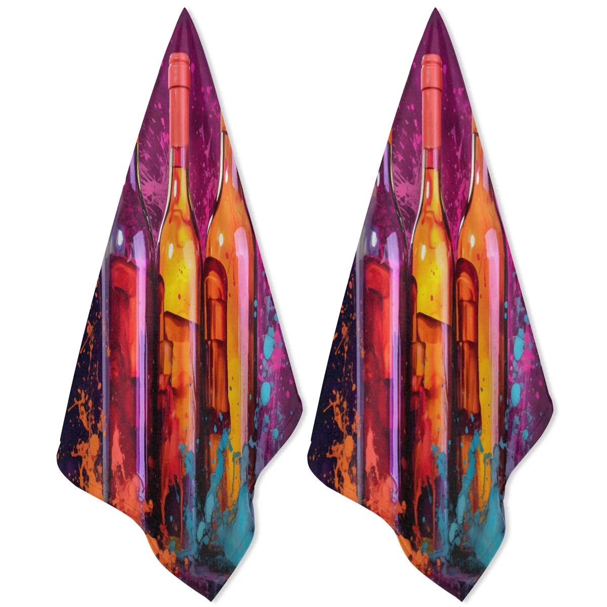 QsirBC Modern Food Pattern Kitchen Towels Set of 2 Hand Towels Dish Towels Reusable Decorative Towel Sets for Cooking Baking, 28.3 X 17.7 Inch