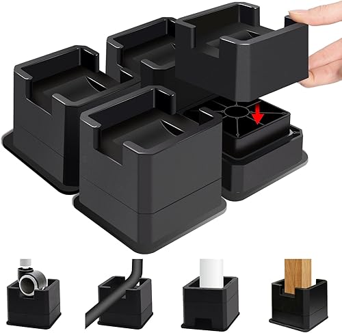 Sunifier Elevadores de cama de 2 pulgadas (1+1 pulgada) resistentes, ajustables para patas con ruedas, elevadores de cama para mesa, sofá, gabinete,