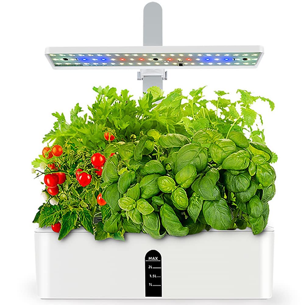Kit de jardín de Hierbas para Interiores, Sistema de Cultivo hidropónico, 9 cápsulas con luz LED de 15 W, Temporizador automático, Kits de germinación, Maceta de jardín Inteligente Ajustable A