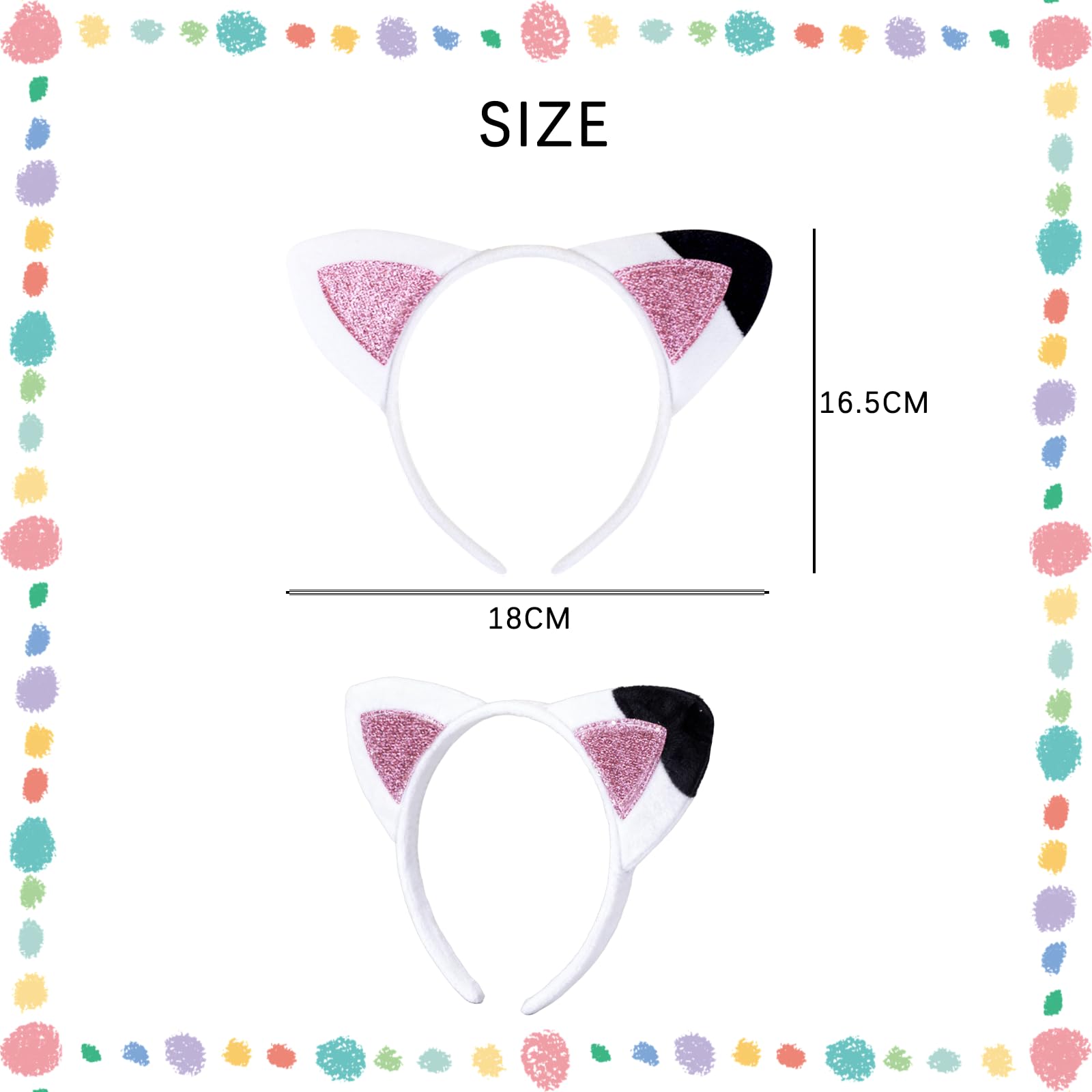 HAICN 2Pcs Cat Ears Headbands Cute Fuzzy Cat Ears Hairband White Halloween Cosplay Costume Accessories for Mask Skincare Halloween Costume - Image 2