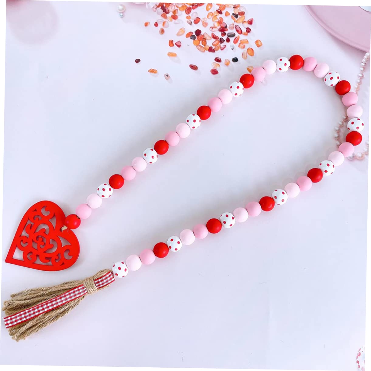 5 Stücke Perle Dekoration Valentinstag Holz Bead Garland Quaste Für Home Festliche