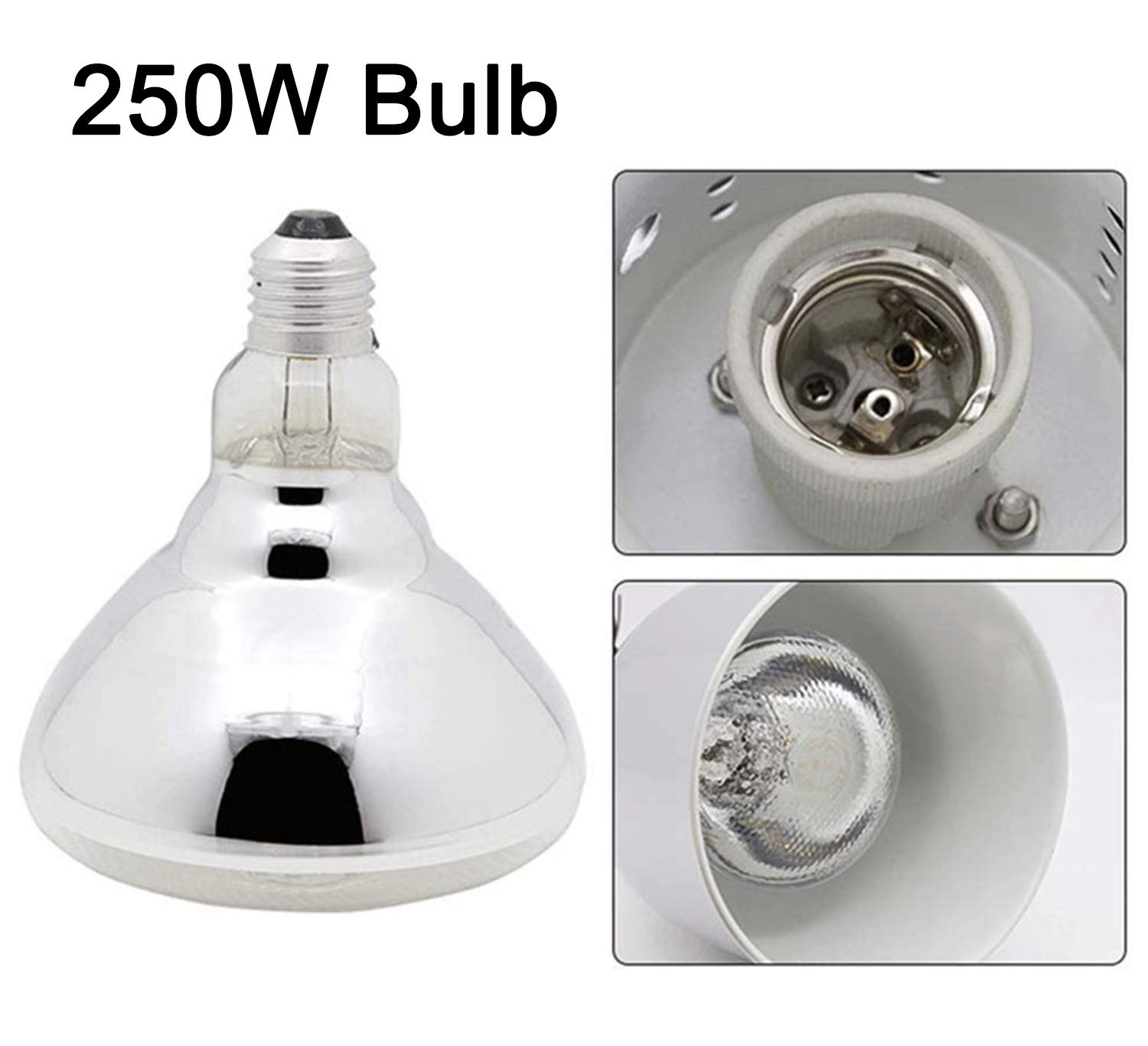 Commercial Lampe Chauffante pour Aliments, Lampe Chauffe-Plats pour Buffet et Restaurant, Équipement de Cuisine D'hôtel, Ampoule 250W, Argent, Lot de 2