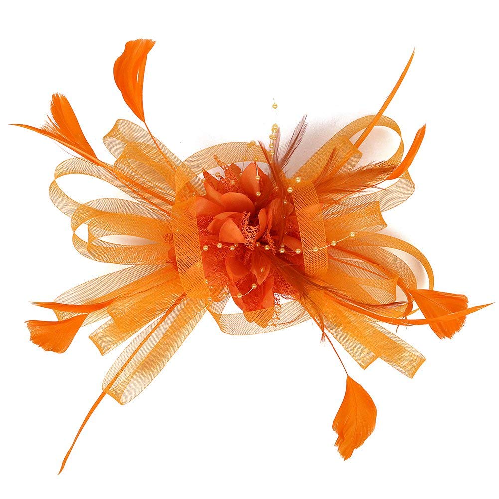 Women Fascinator Feather Flower Hair Clip Pin Brooch Corsage Bridal Headband Derby Hat Cocktail Tea Party Wedding