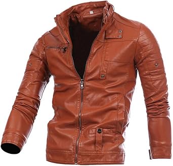 Mens Faux Leather Jacket, Biker Jacket, Wild Motorcycle Wear, Outerwear, Jumper, Casual, Street, Autumn Clothes