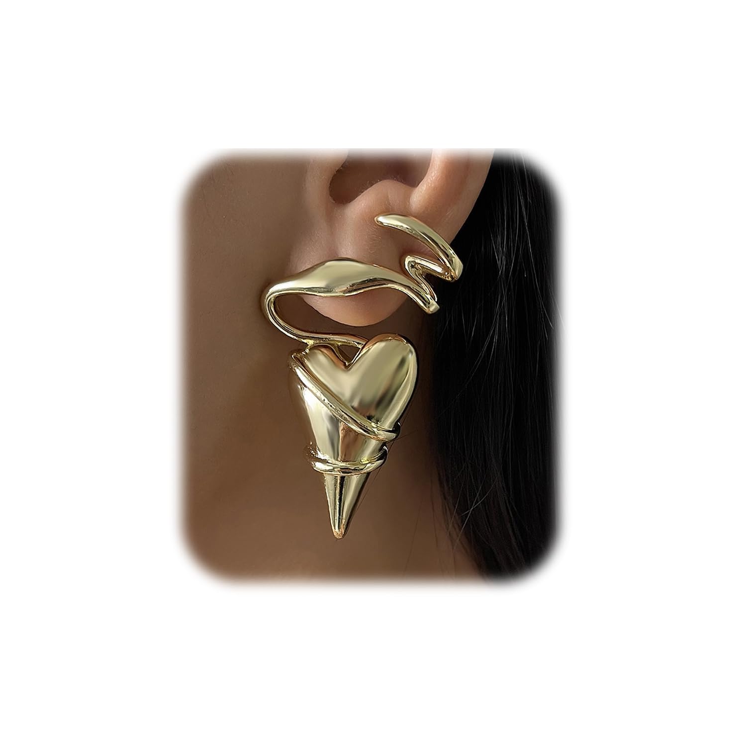 Twisted Heart Drop Dangle Earrings for Women Chunky Heart Warps Earrings Thorn Love Hearts Earrings for Friends Unique Spiral Design Jewelry