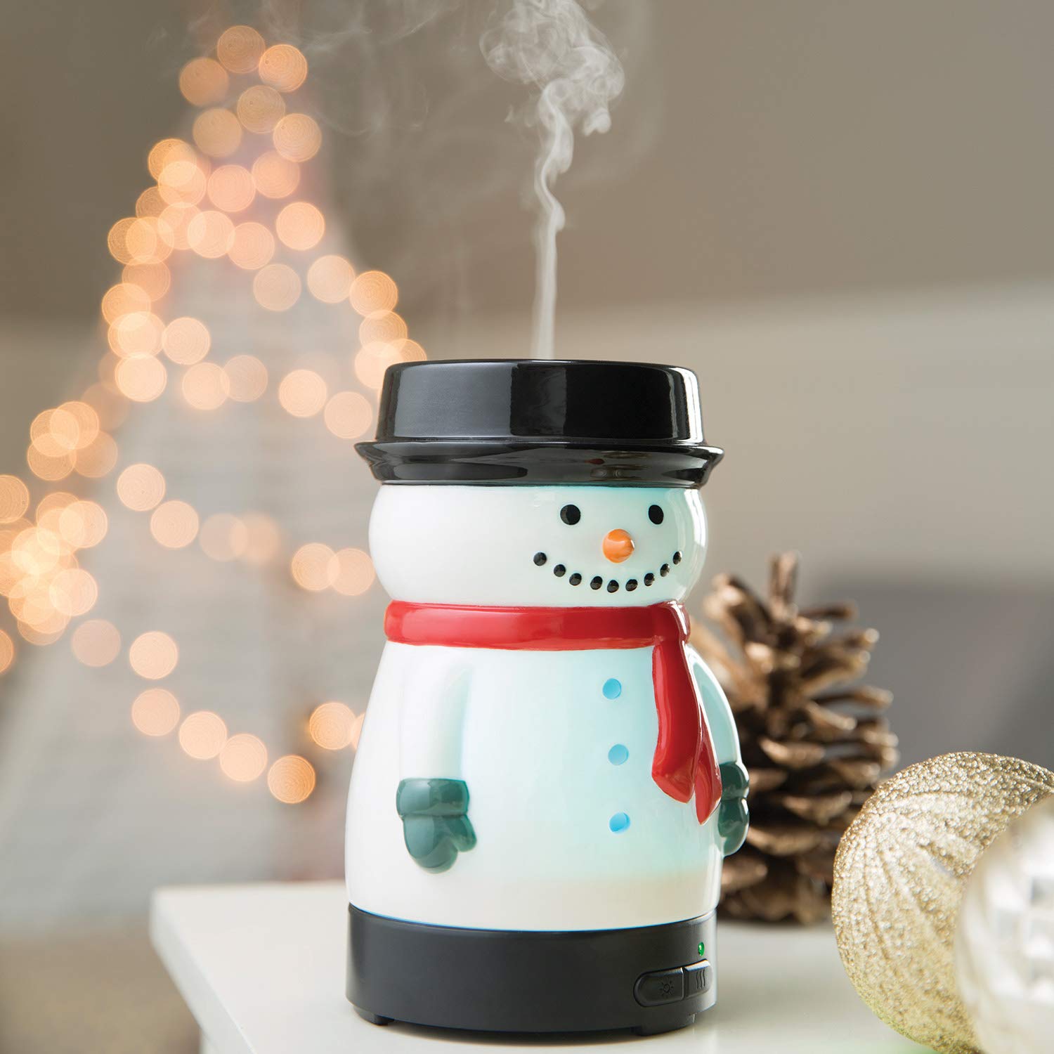 Airome Snowman średni porcelanowy dyfuzor olejków eterycznych, 100 ml, nawilżający ultradźwiękowy dyfuzor do aromaterapii, 8 kolorowych diod LED, przerywana i ciągła mgła, automatyczne wyłączanie