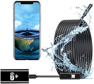 Wireless Endoscope WiFi Inspection Camera USB Endoscope 2.0MP HD Borescope 2 in 1Flexible Snake Camera Waterproof Tube Drain Pipe Camera with 8 Led for iOS Samsung Android iPhone Windows-16.4ft(5M)