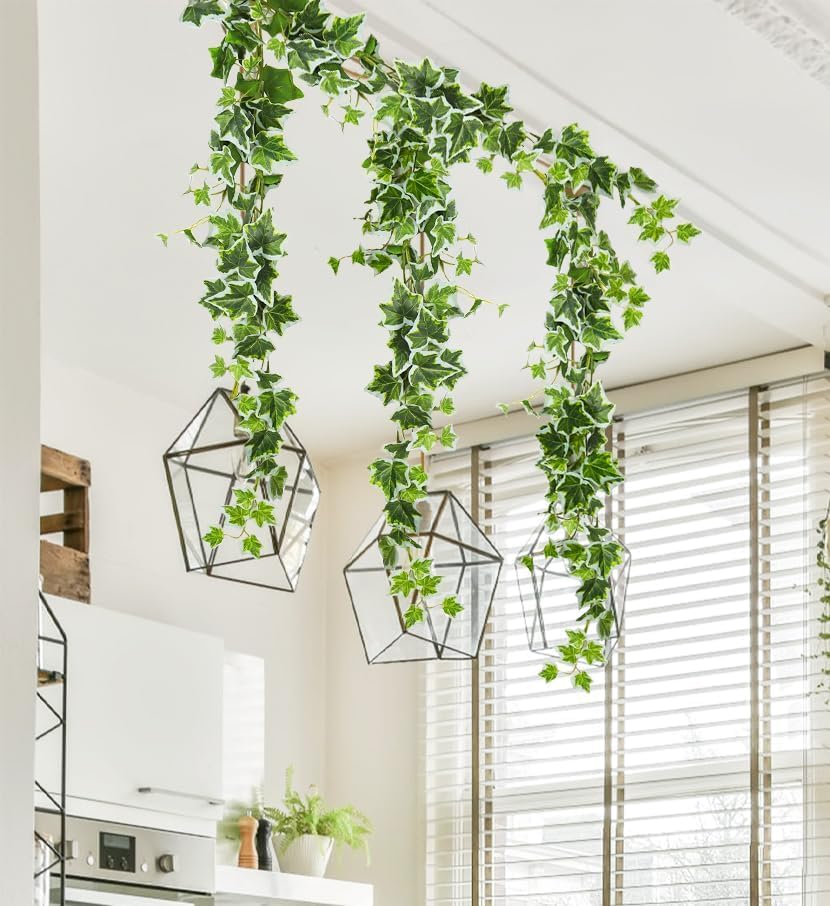 pezzi di felce artificiale che cade 90 cm pianta che cade in plastica edera artificiale foglia verde ghirlanda appesa liana finta felce di Boston per parete casa decorazione cesto appeso Fonepro
