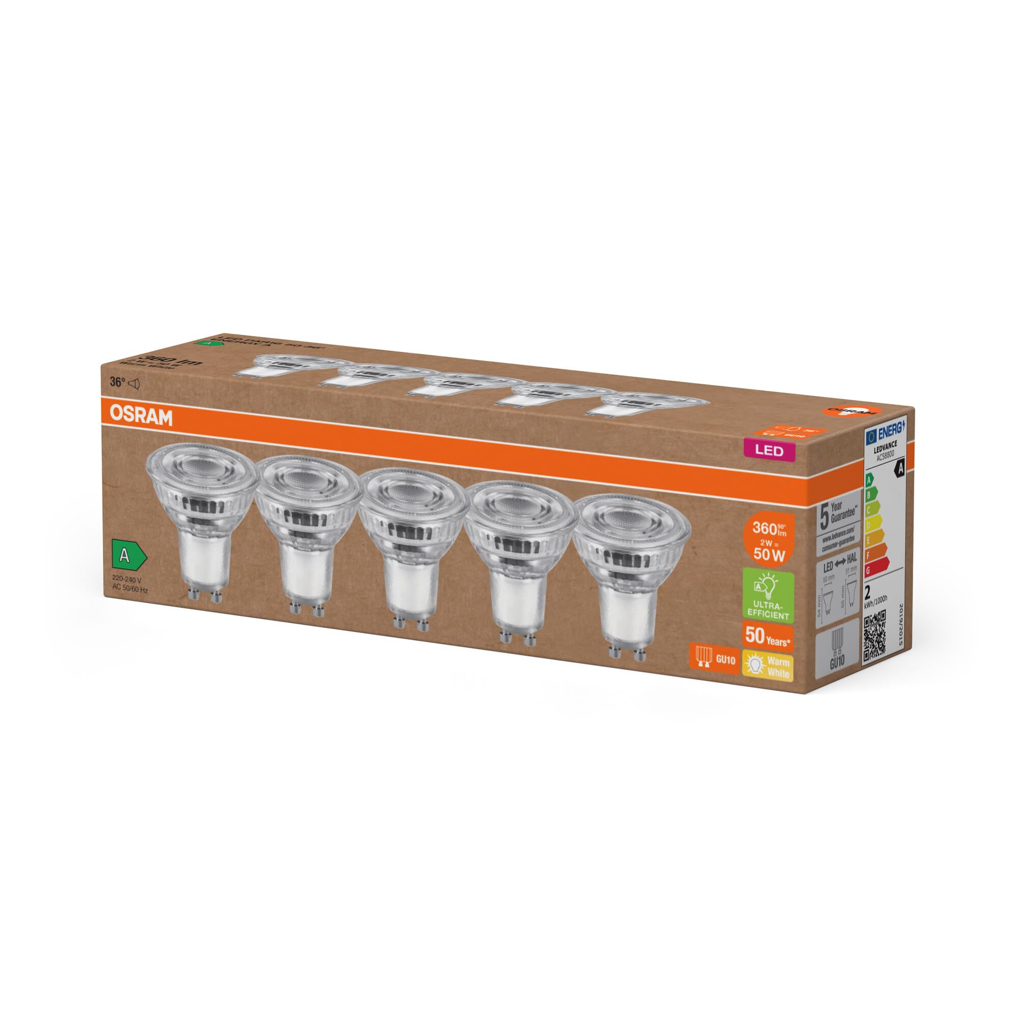OSRAM Lámparas LED de alta eficiencia con clase de eficiencia energética A, | , LED Lamps, dia, , Paquete de 15