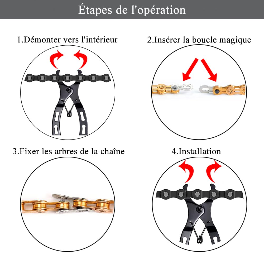 Kit Outil Réparation Chaîne Vélo – Dérive-chaîne, Pince à Maillons, Inspecteur D’usure, Maillons Rapides 6 à 12 Vitesses - 11