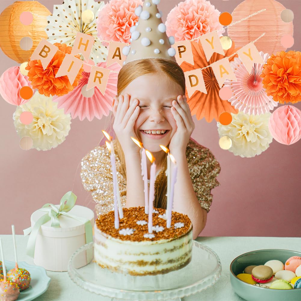 Decorazioni di compleanno arancioni e verdi Decorazioni di compleanno autunnali per donne Verde Arancione Autunno Partito Appeso Ventagli di carta Felice Autunno Decorazioni per feste di compleanno