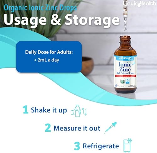Miniatura 4 de LIQUIDHEALTH USDA Orgánico Zinc Iónico Gotas de Alta Potencia - Suplemento Vitamínico Líquido de Minerales Traza para Adultos, Niños - Apoyo
